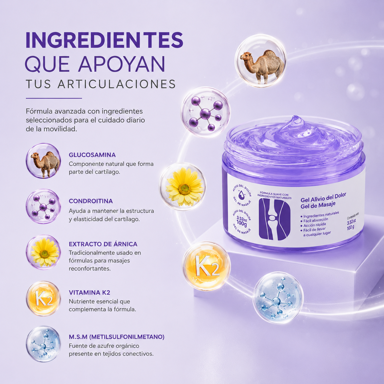 Gel de Masaje para Articulaciones — Glucosamina y Condroitina 100g