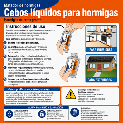 Cebo Líquido Anti-Hormigas + Guía Gratis🎁| Elimina la Colonia Completa — 4 Unidades