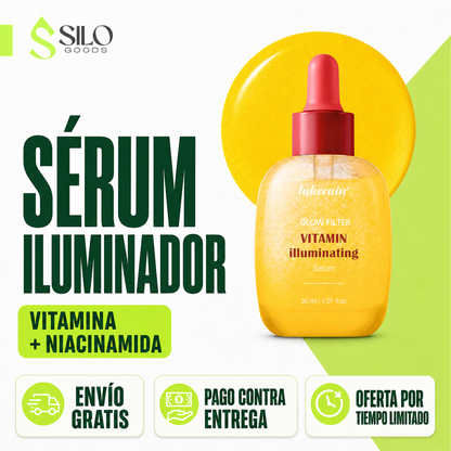 Suero iluminador de vitamina C para brillo facial con ácido hialurónico | Cuidado de manchas oscuras y tonos desiguales
