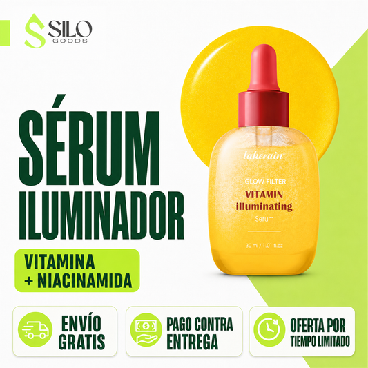 Suero iluminador de vitamina C para brillo facial con ácido hialurónico | Cuidado de manchas oscuras y tonos desiguales