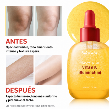 Suero iluminador de vitamina C para brillo facial con ácido hialurónico | Cuidado de manchas oscuras y tonos desiguales
