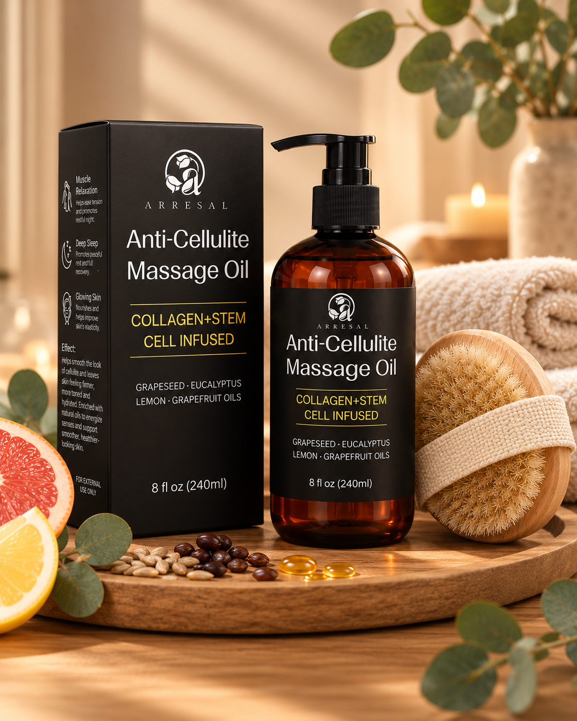 Aceite de masaje con brush gratis